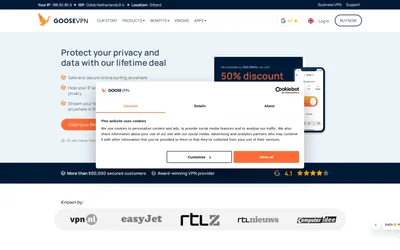 Goose VPN website screenshot