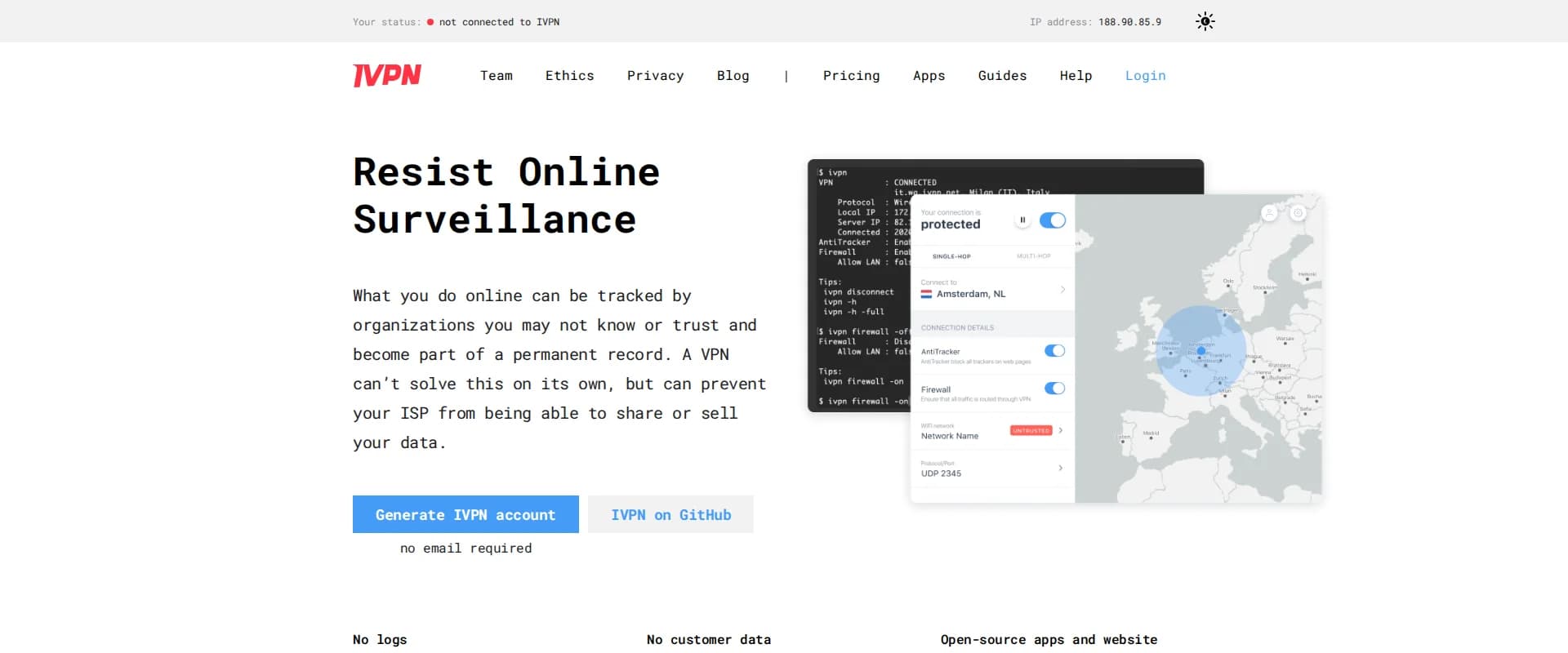 IVPN website screenshot