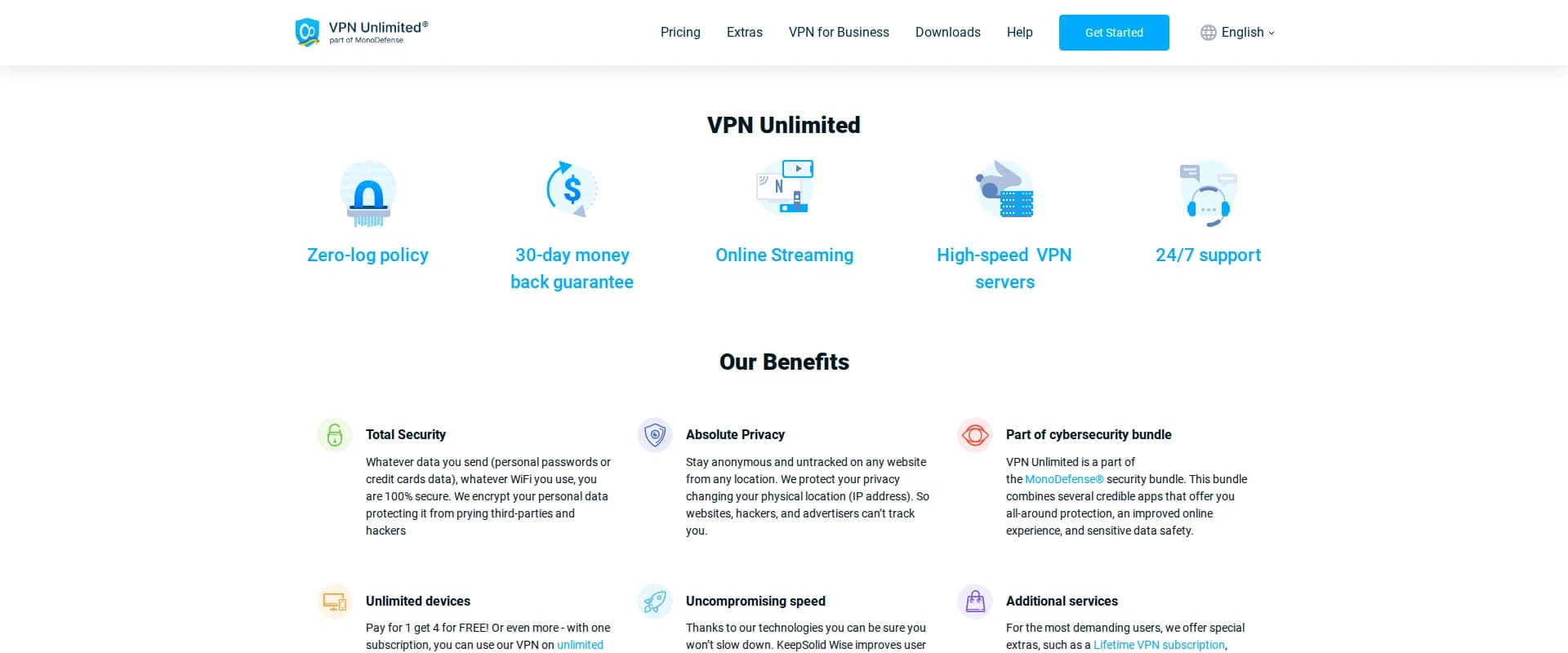 VPN Unlimited website screenshot