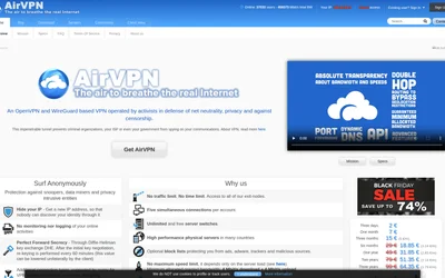 AirVPN website screenshot