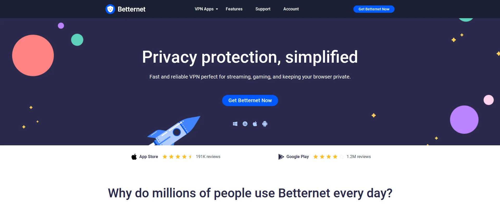 Betternet website screenshot