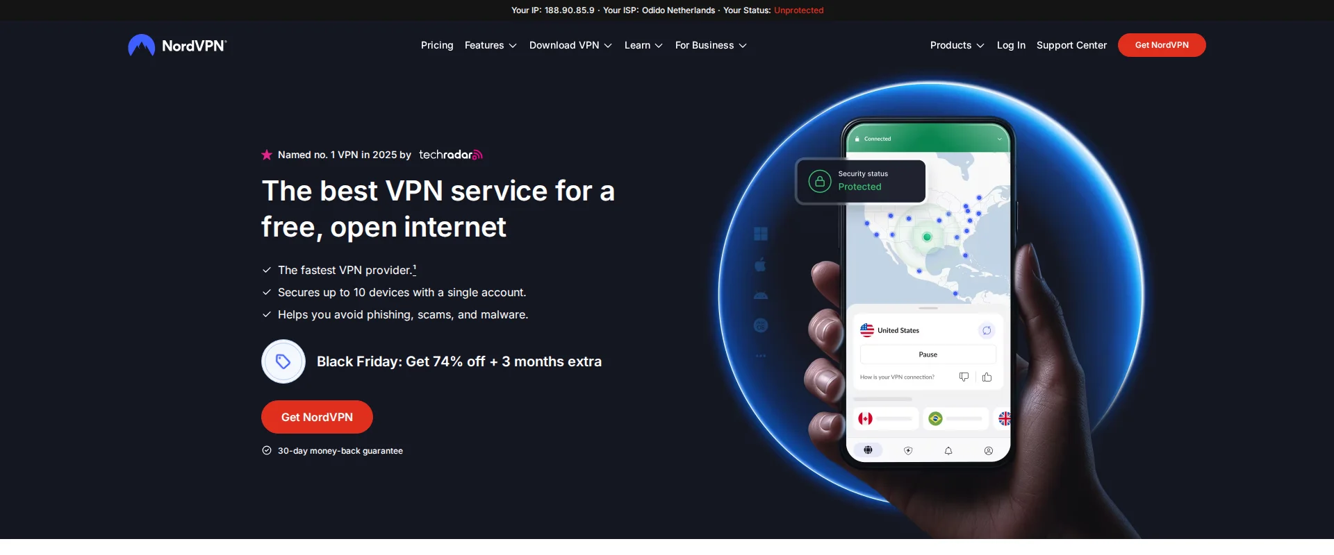 NordVPN website screenshot