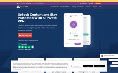 PrivateVPN website screenshot